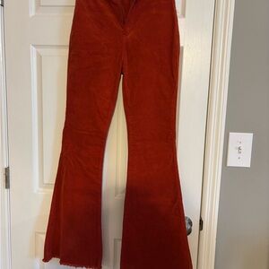 Red Flared Corduroy Pants